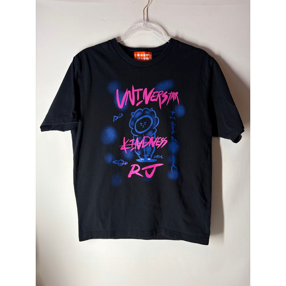 Line Friends BT21 RJ Utopia Short Sleeve T-shirt Black Size Medium BTS